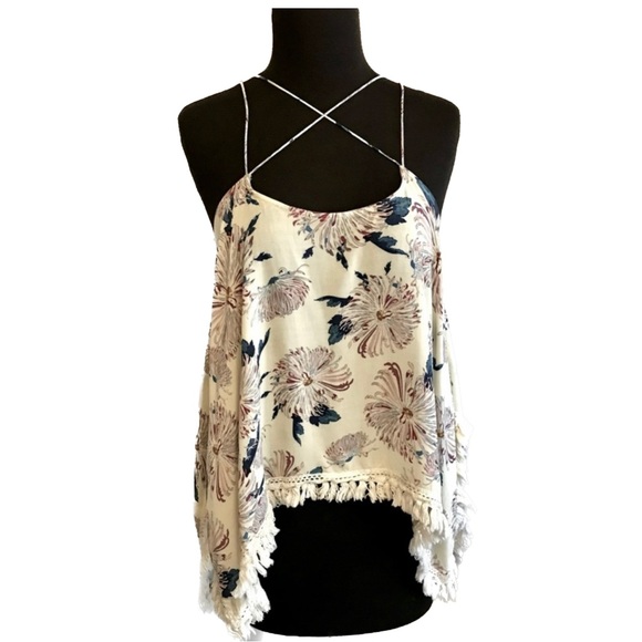 1.STATE Women's Fringe Jacquard Cami Top | Spaghetti Strap Night Out Blouse
